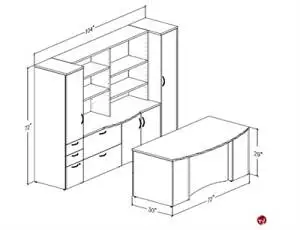 Peblo Executive Office Desk Workstation, Credenza Wardrobe Storage
