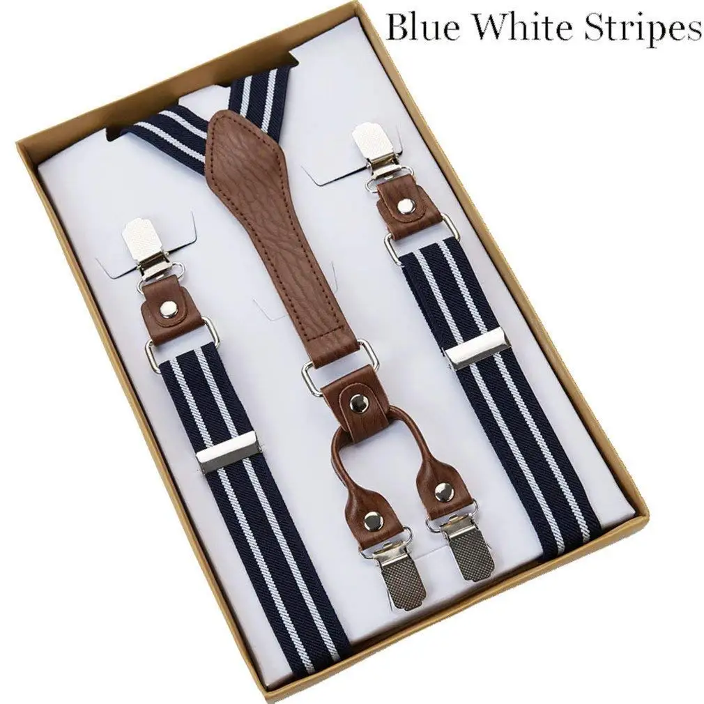 Kat Cheung Bahar Nice Baby Navy White Grid Suspenders Kids Y Back Elastic Braces