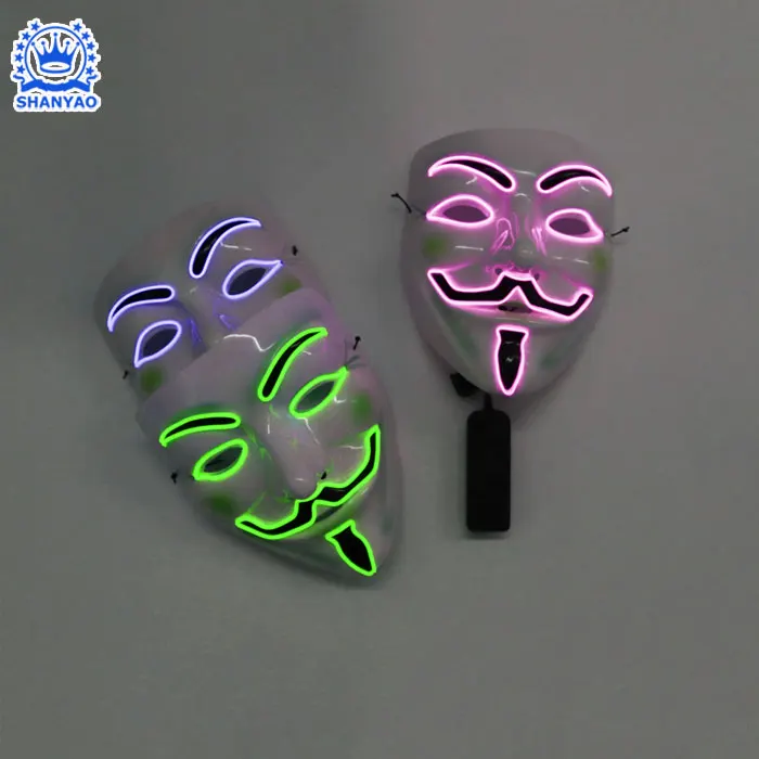 Scary Halloween Cosplay LED Costume Masks EL Wire Light Up Mask for Festivals and Parties