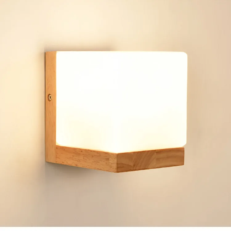 wood square glass shade wall lights indoor modern big small wall light wall lights for house