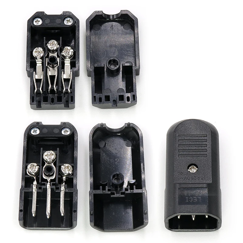 Ac250v 15a 3 Pins Terminals Panel Mount Iec C14 Male C13 Female Inline