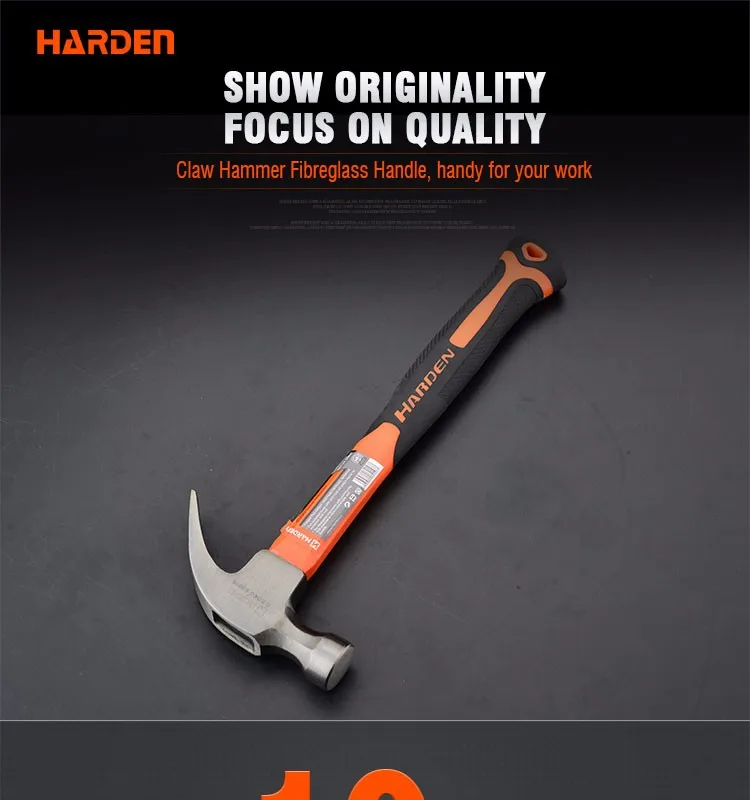 Professional Carbon Steel Hand Tool Fiberglass Handle Claw Hammer