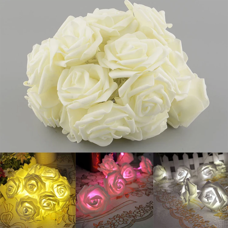 rose flower pvc green led fairy light