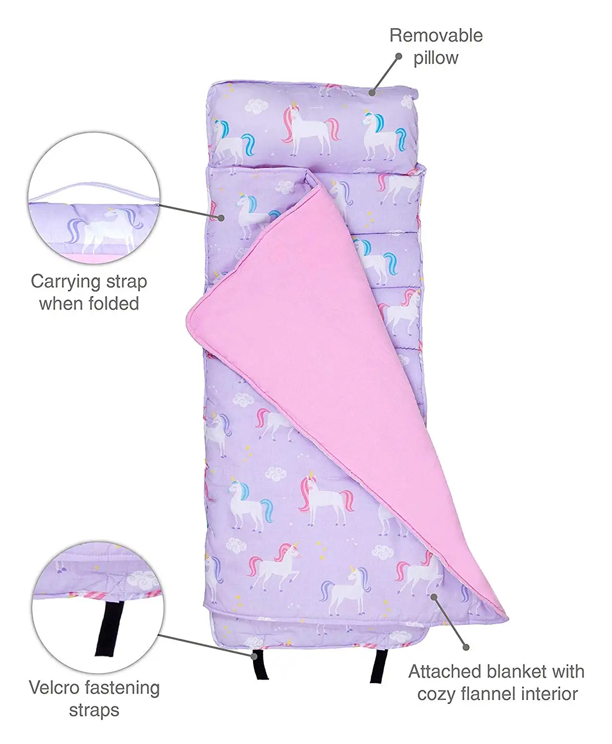 Customized Unicorn Nap Mat Builtin Blanket And Pillow Sleeping Bag