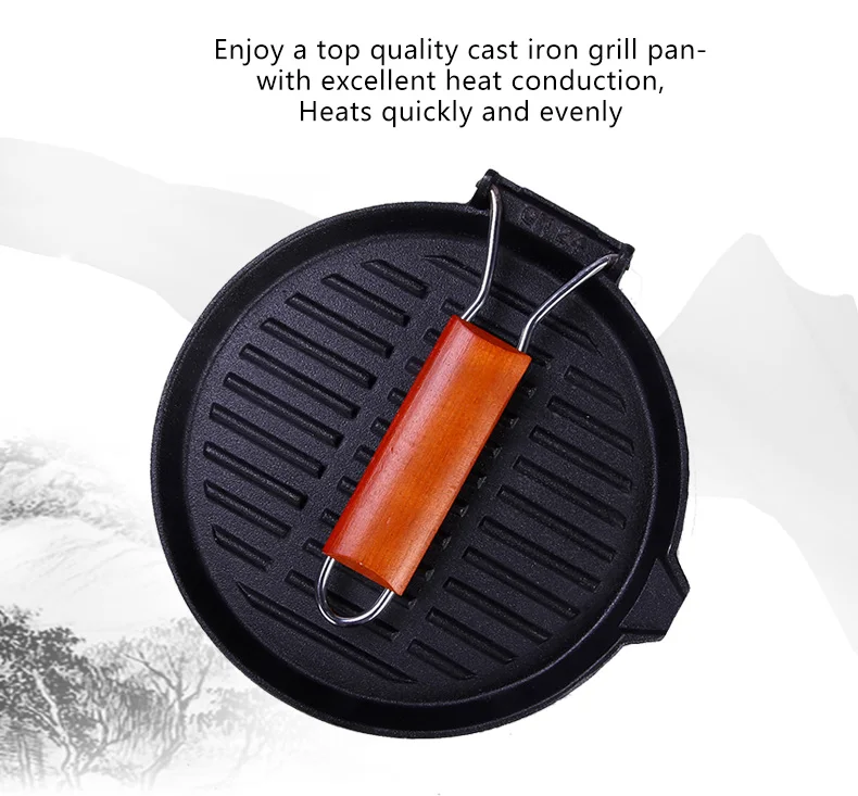 Cast Iron Round Bbq Grill Plate With Foldable Handles Buy Round Bbq