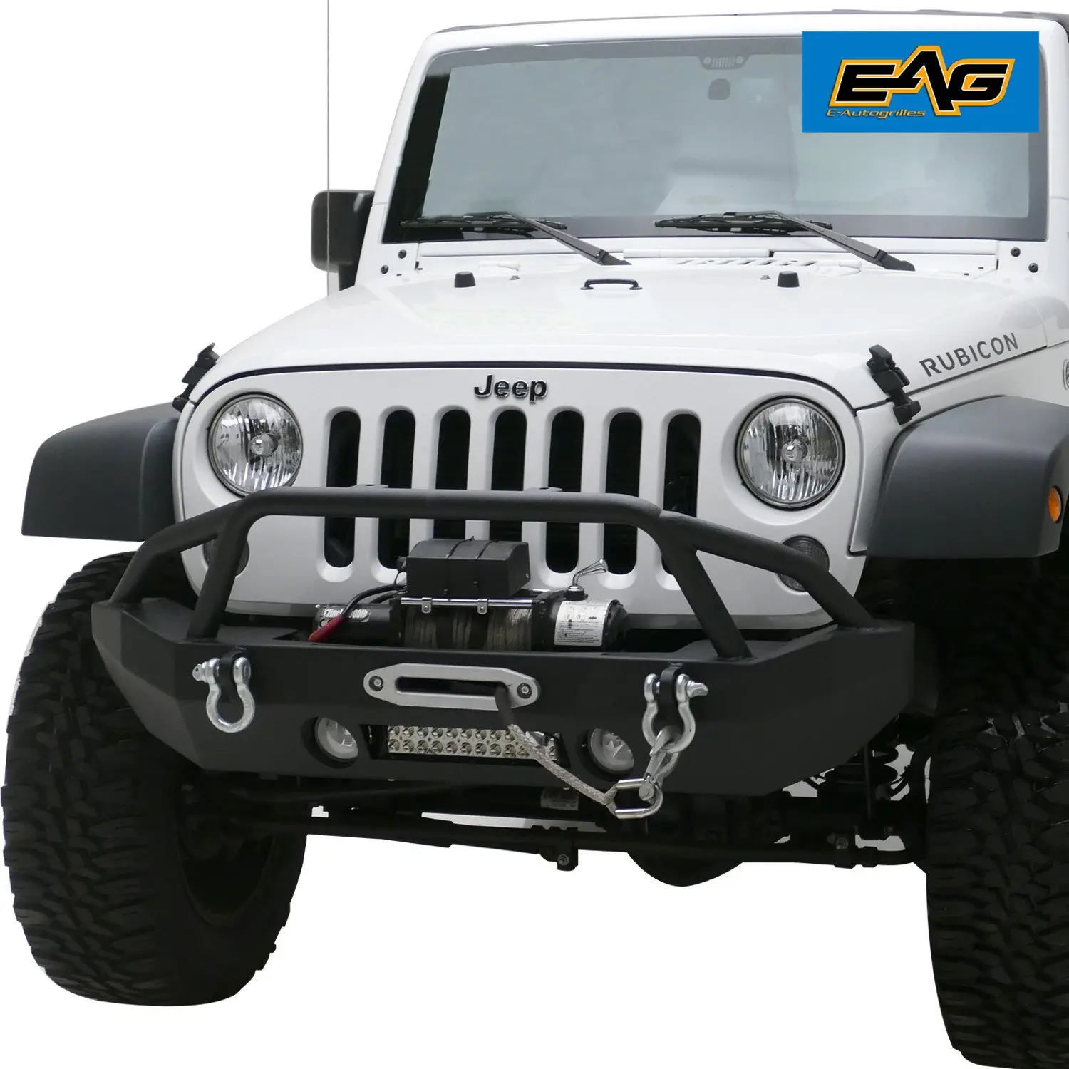 GSI Stubby Front Bumper with Bull Bar Hoop and Winch Mount Plate for 07-18 Jeep Wrangler JK GSI Stubby Front Bumper with Bull Bar Hoop and Winch Mount Plate for 07-18 Jeep Wrangler JK