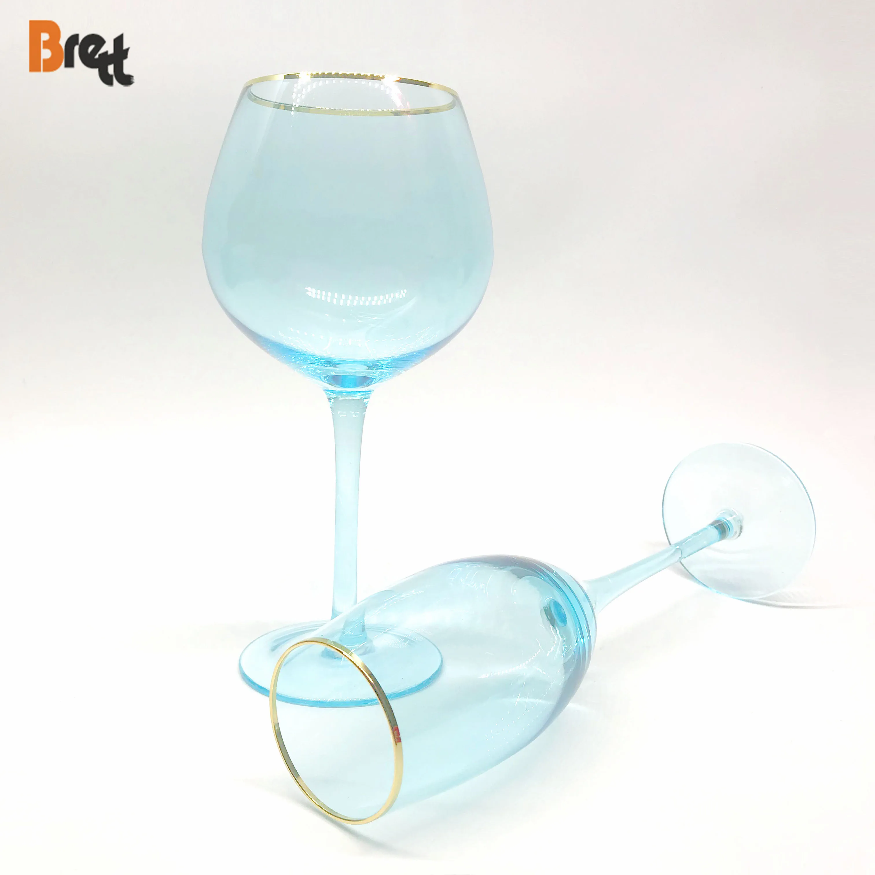 Guangzhou Best Blue Glassware Brands Crystal Wine Glass Beer Juice Water Glass Cup