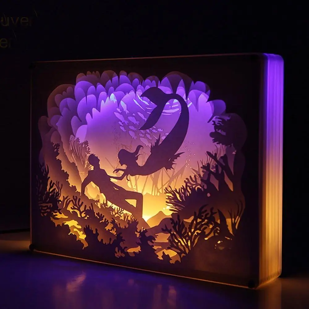
led Paper Light paper cut night light lamp 3D paper light box shadow box 