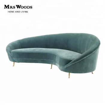 Eichholtz La Perla Modern Clic Light Blue Velvet Contoured Sofa Eichholtz La Perla Modern Clic Light