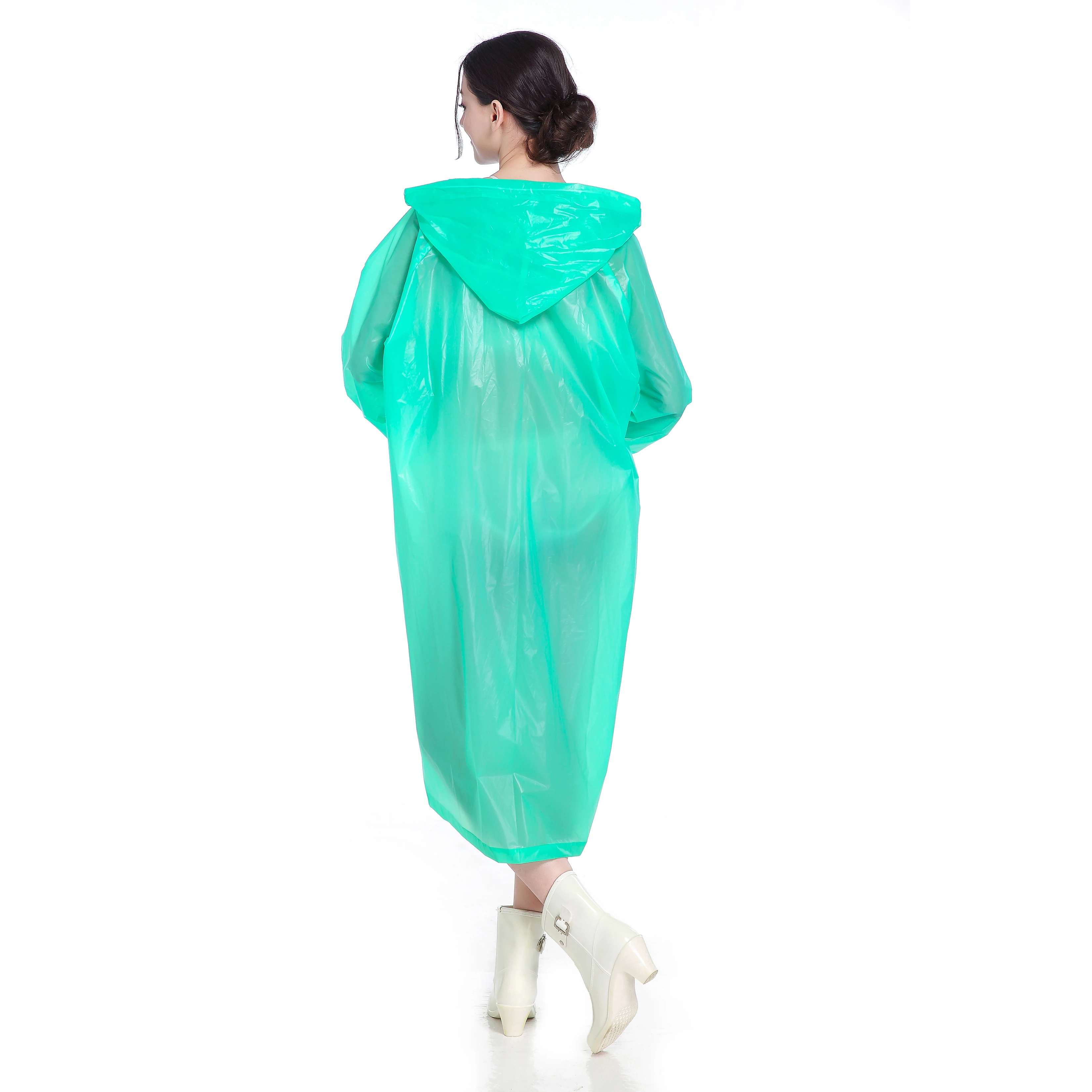 Womens Custom Logo Peva Raincoat With Puff Sleeves,Colourful Adult ...