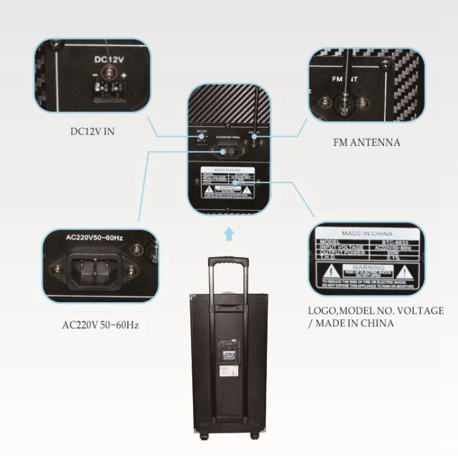 Hoxen Outdoor Trolley Speaker Box Subwoofer Karaoke Player Speaker Portable Speaker With LED Light - ANKUX.COM