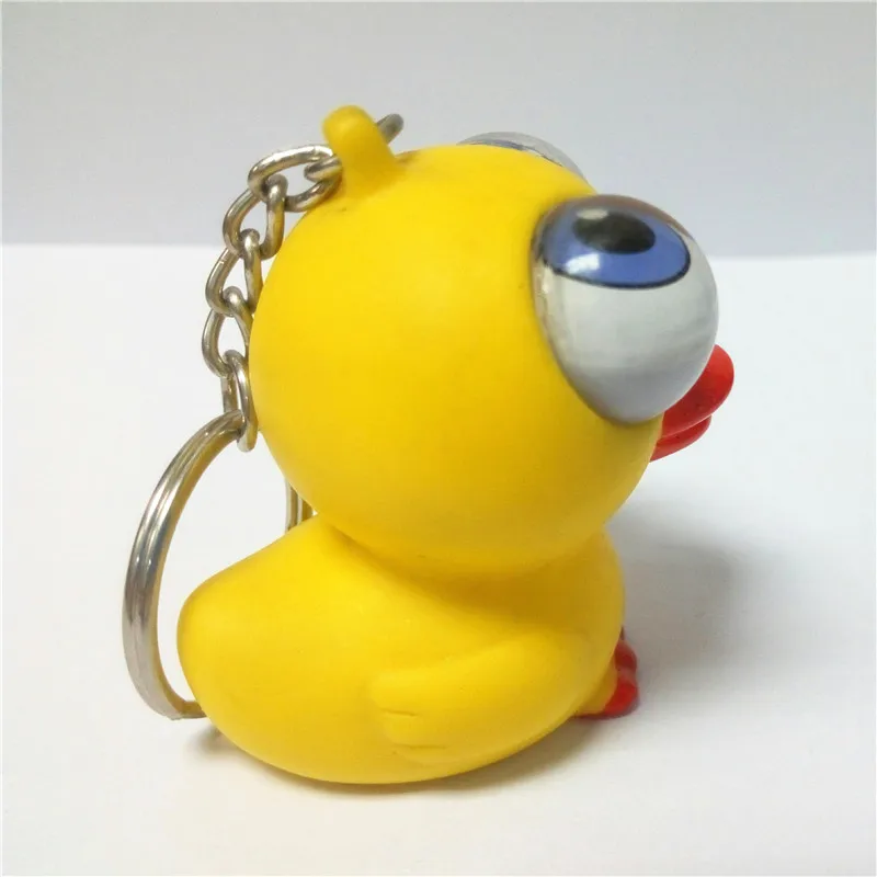 3d Rotating Eyes Duck Plastic Keychains Custom Squeeze Duck Rolling