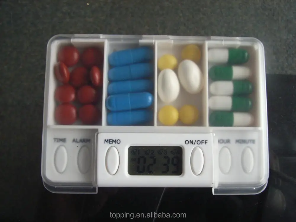 4 Compartments Pill Box Timer Buy Pill Box With Timer,Pill Box Timer