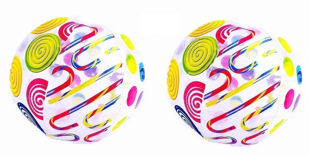 ZenBy Creations 2 Pack - Candy Print Beach Ball - Size: 16" \ Large Durable Inflatable Ball - Perfect Summer Toy For Beach Games, Pool And Backyard Play