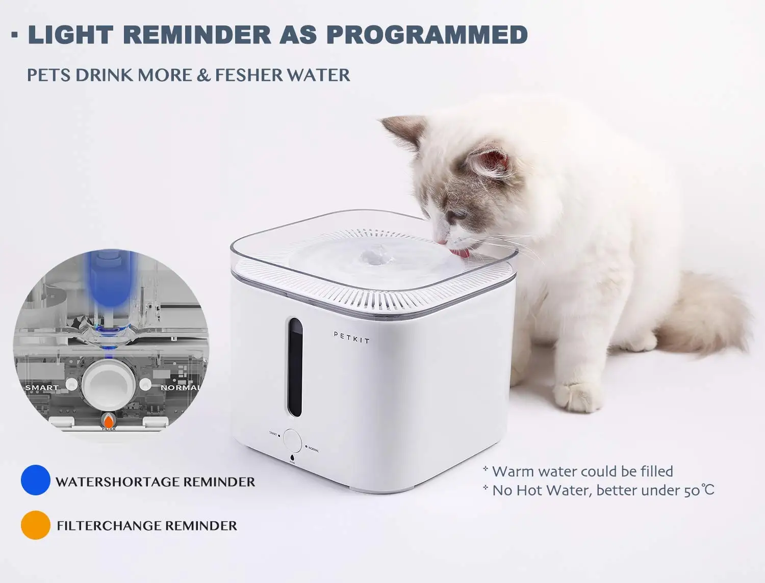 PETKIT Gen.2 Smart Drinking Pet Water Fountain with water purification and heating function