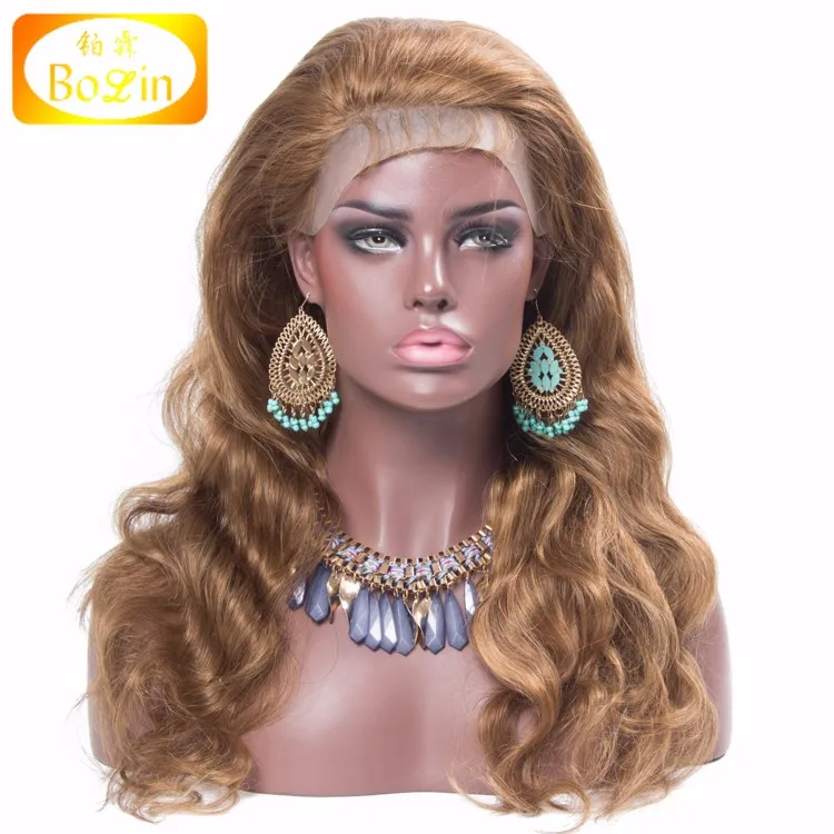High Density 150% Medium Brown Color 6# Body Wave Pu Skin Full Lace Wig