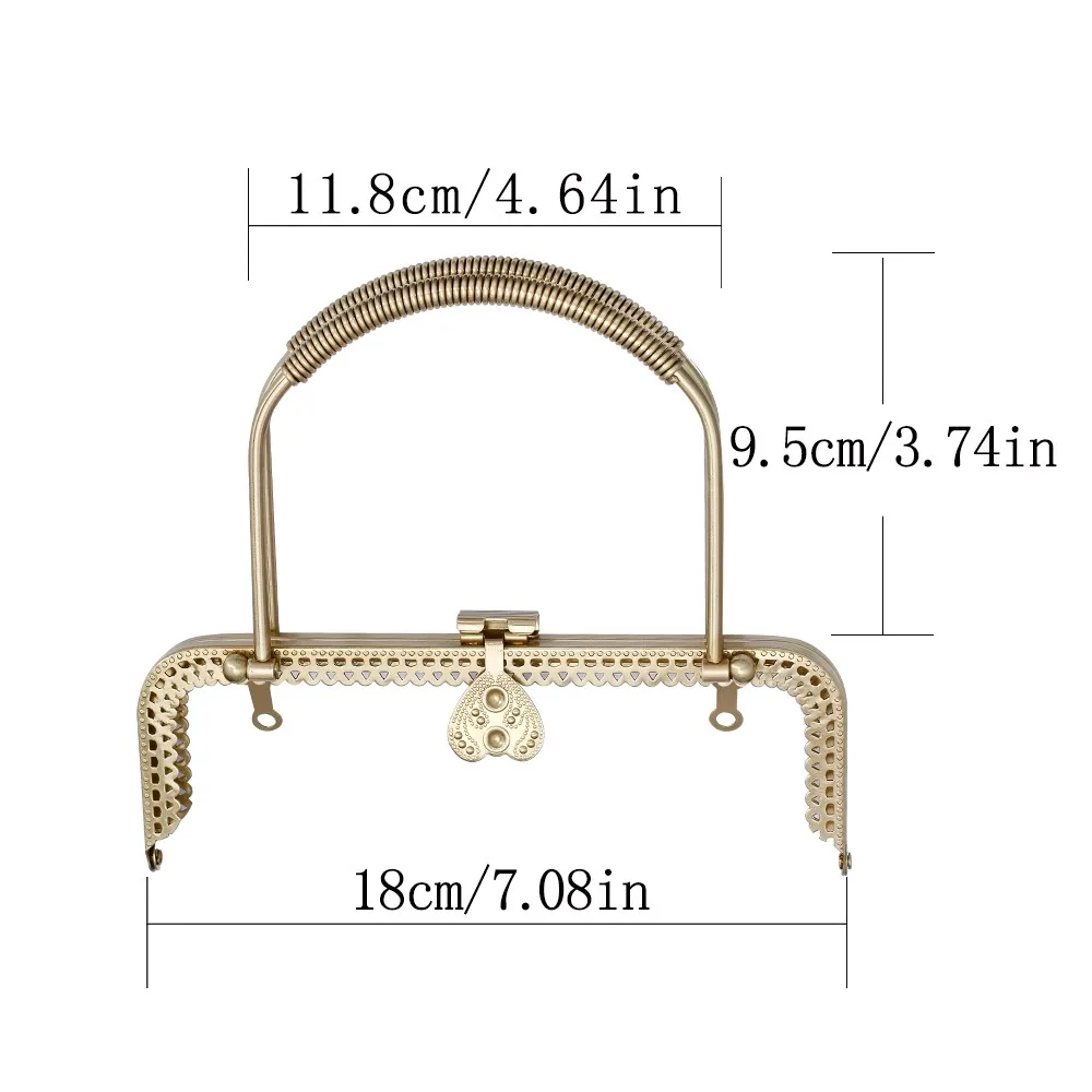 Silver Square Metal Frame Kiss Clasp For Handle Bag Purse 6.5cm-18cm 