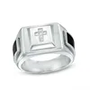 Yiwu Meise Black resin cross three-dimensional striped handle stainless steel ring