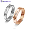 316L Stainless Steel Couple Ring Roman Numerals III VI IX Diamond Ring for Women
