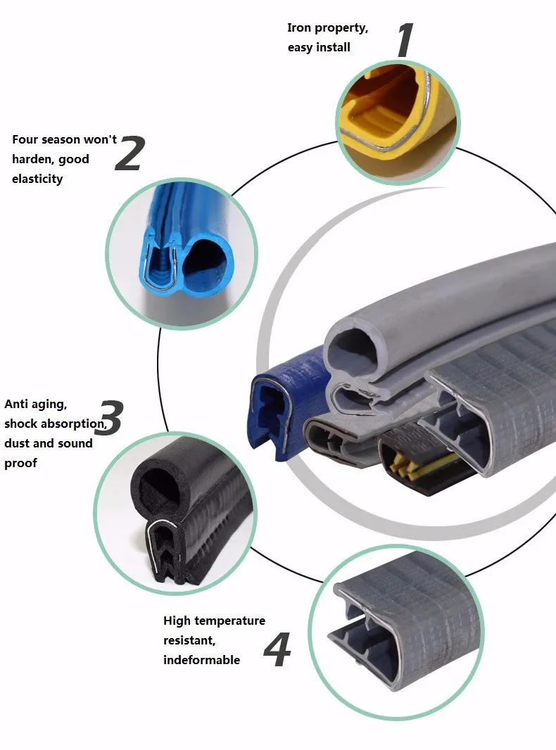 Heat Resistant Rubber Strip Car Door Edge Rubber Protective Seal Strip