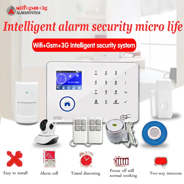 Intruder WIFI GSM Alarm System With 8 Kind of language TFT Touch Screen 3G Security Android IOS App support WIFI IP Camera