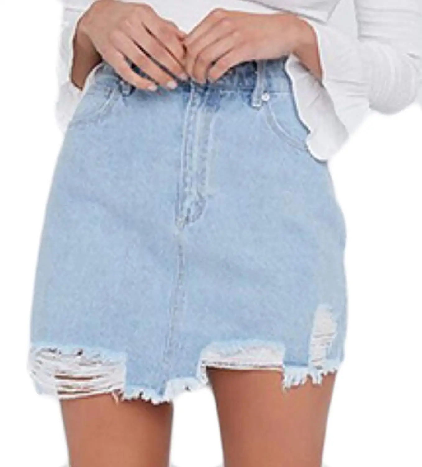 M/&S/&W Womens Denim Jeans Bodycon Midi Skirt with Pockets