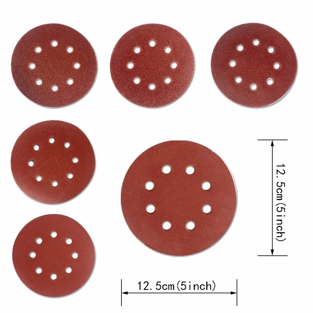 125mm 5 Inches 8 Hole Red Fiber Abrasive Paper Backing Sanding Discs To