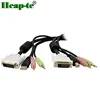 6ft 10ft 4-in-1 USB Dual Link DVI-D KVM Switch Cable w Audio Microphone