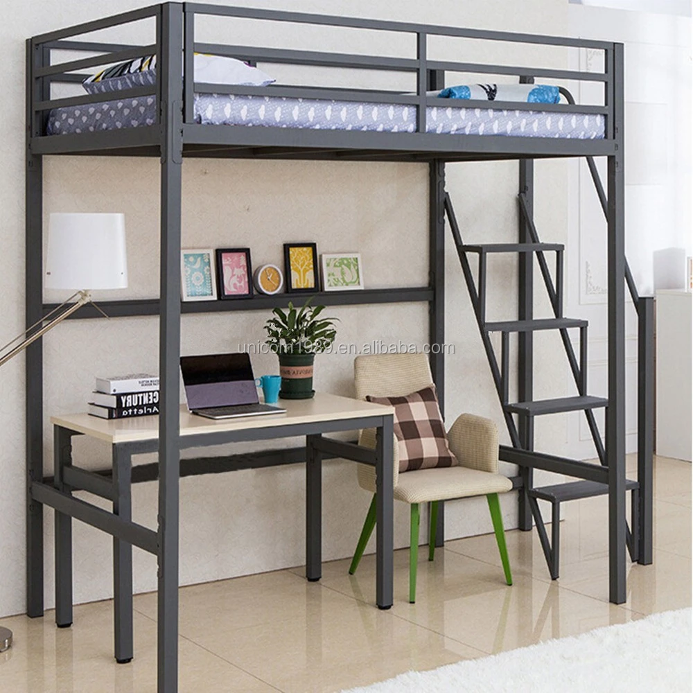 School Student Bedroom Dormitory Metal Steel Loft Double Bunk Bed