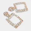 Kaimei 5 colors fashion jewelry big vintage square crystal glass stone statement luxury bridal wedding earrings for women