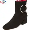 Women's Eye-Catching Style Black Suede Ankle Strap Boots