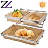 Restaurant wedding decorative 2 tier fruit bread cane rack food display rattan hanging basket indonesia