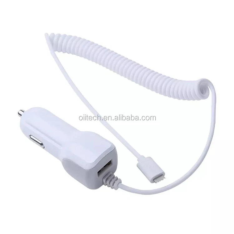 5V 2.1A 3 in 1 Delicate Curly Car Charger for iPhone Type-C Micro