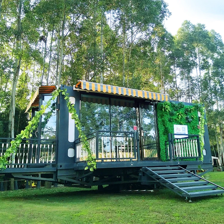 Wooden/steel Shipping Container House Mauritius Prefab House Solar