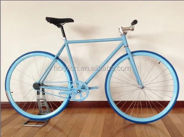 blue fixed gear bike