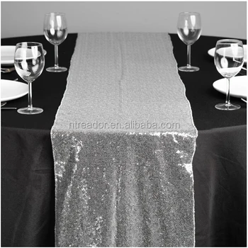 black and silver table runner