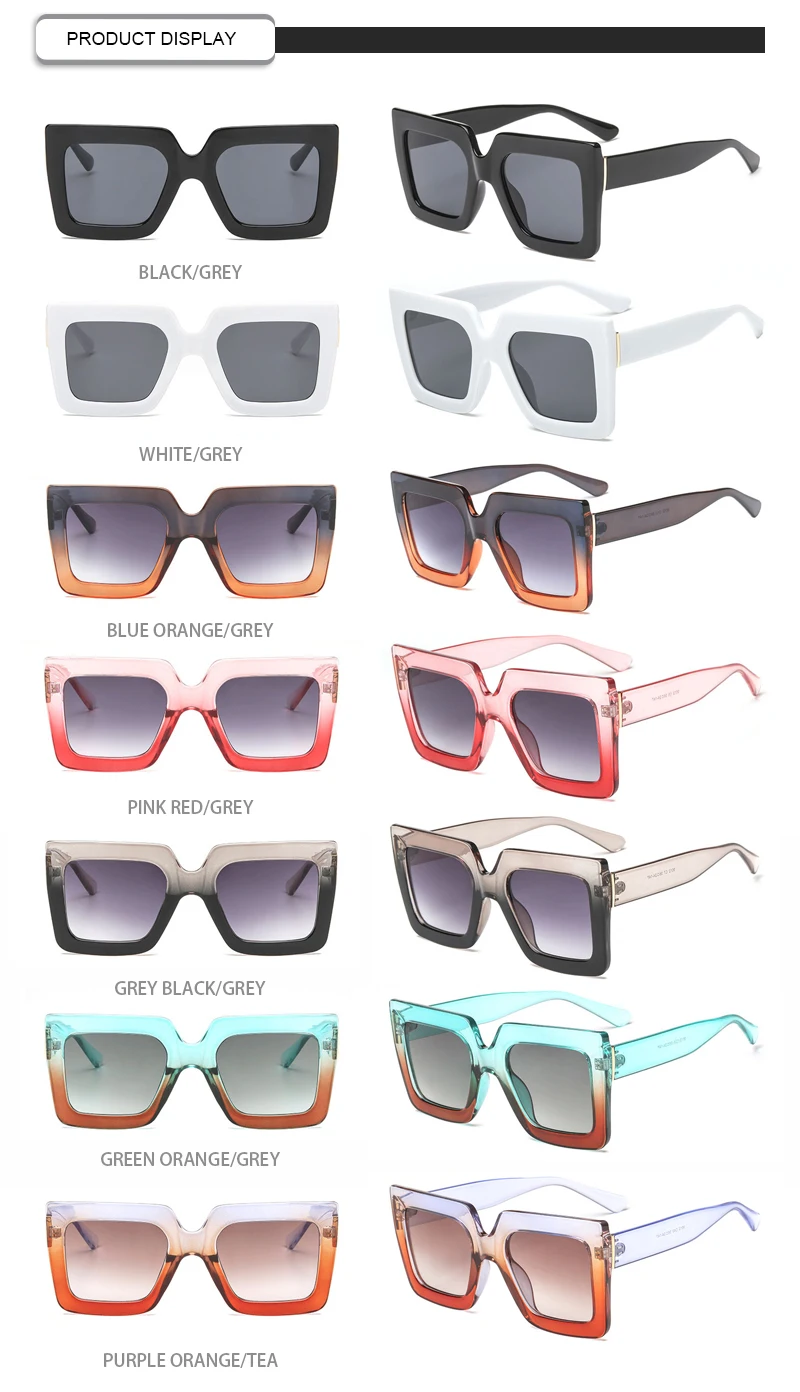 Customized Logo Plastic Double Color Frame Visor Square Women Eyewear
