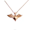 Wholesale price hot selling gift fashion statement rose gold necklace wings heart necklace for girls