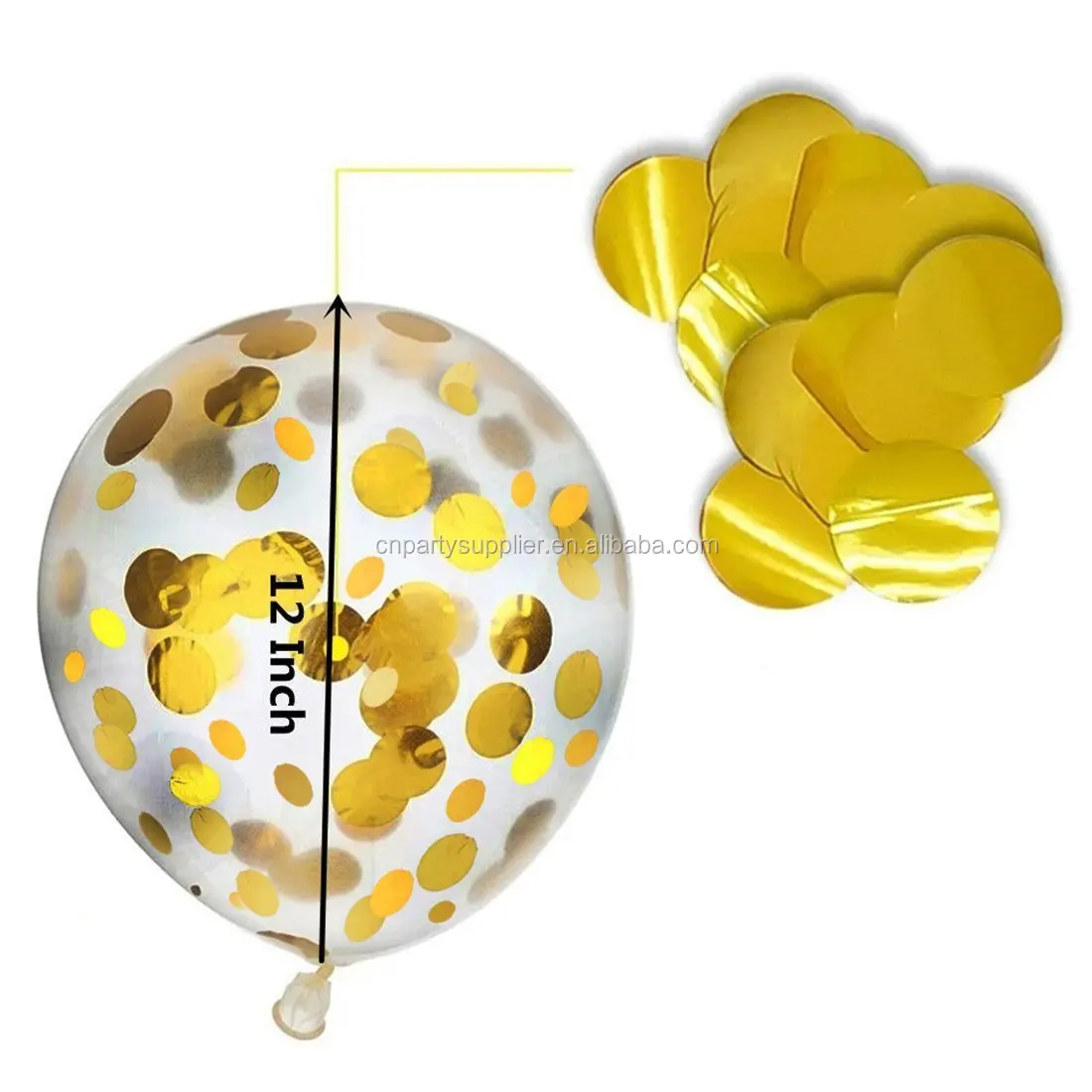 12" Biodegradable Clear Latex Confetti Filled Balloons /metallic