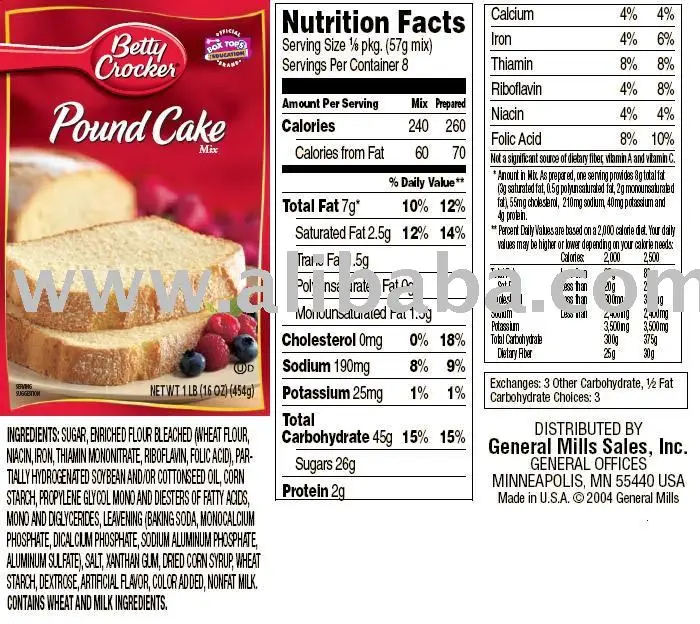 Pound Cake Mix Buy Cakes Product On Alibabacom