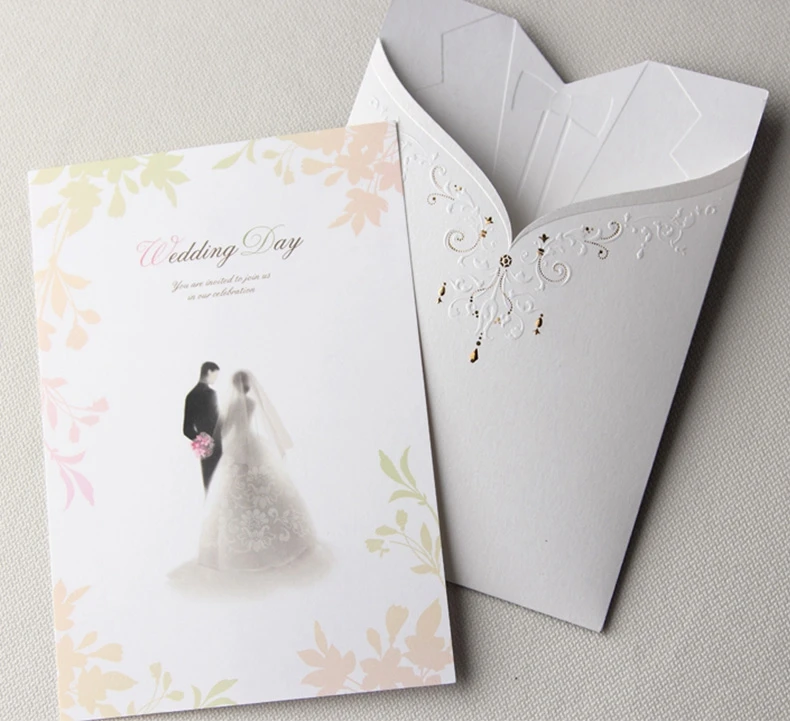 2017 Custom european high-grade white wedding invitation cards with satin