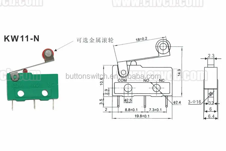 Details about   10 Pieces Kw11-3z 29mm lever curve L angle handle 5a n/c n/o limit switch C34 