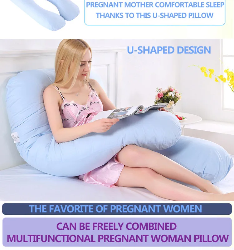 Sleeping Support Pillow For Pregnant Women Body 100% Cotton Pillowcase U Shape