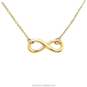 Olivia Vertical Birthstone Infinity Symbol Name Necklace 18k Gold 