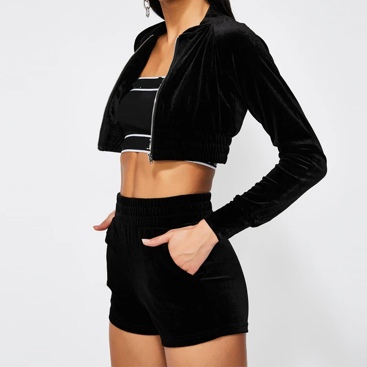 womens shorts tracksuit set