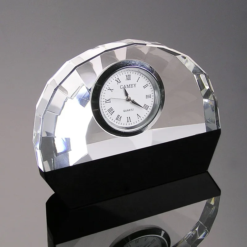 Hot Sale Engraving Furnishing Articles Crystal Clocks And Watches