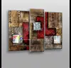 abstract picture framed red 3 panel oil painting on canvas