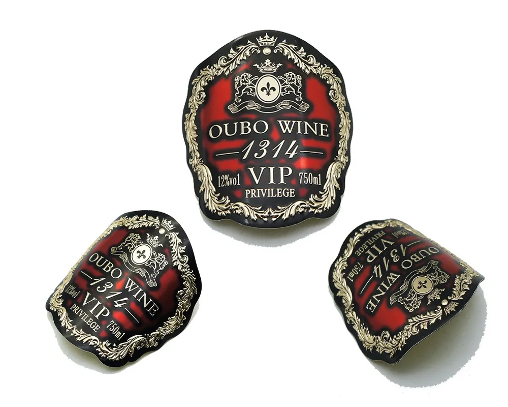 Custom Aluminum Red Wine Bottle Metal Nameplate Emblem Vodka Private