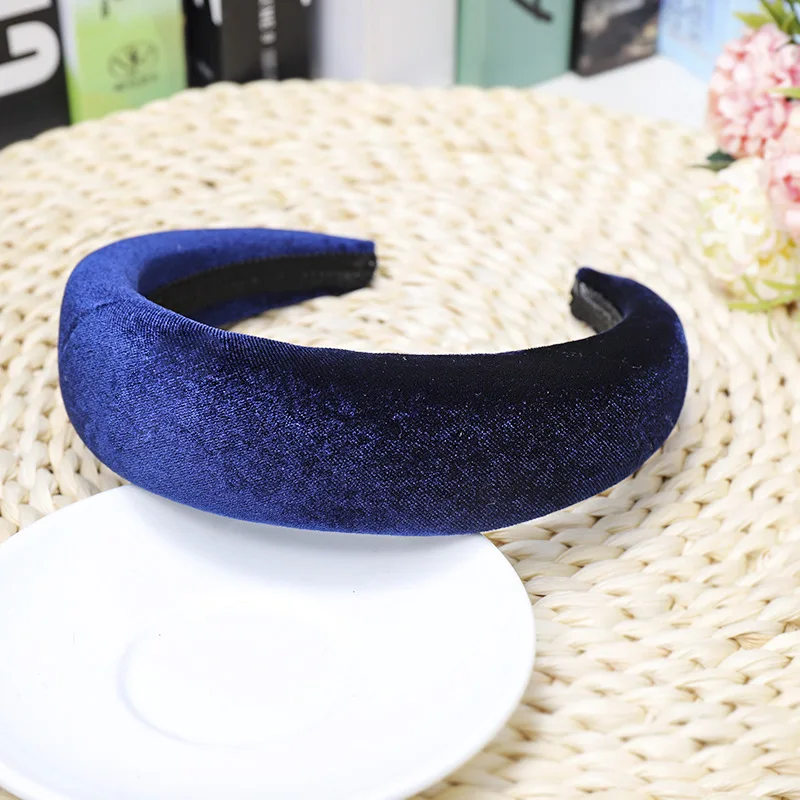 LRTOU Wholesale Ins Hot Sale Hair Accessories Winter Thick Hair Band Sponge Velvet Plain Plastic Headband For Girls