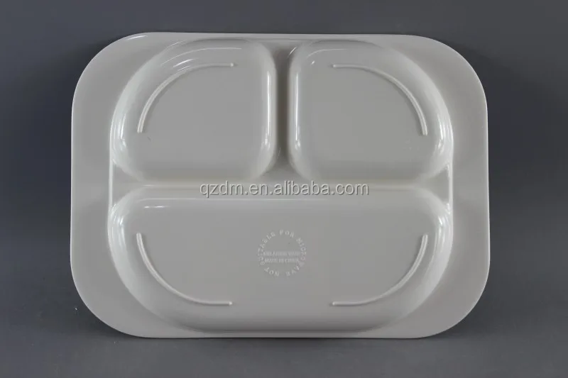 White 3 Divide Plate, Melamine Dinner Plate For Kids